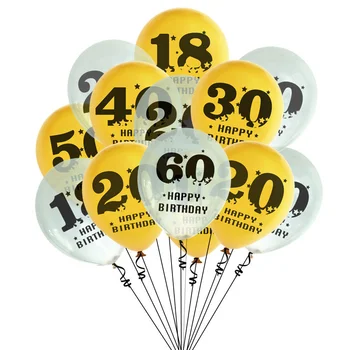 100шт 18 20 30 40 50 60 золотых воздушных шаров на день рождения, украшение для вечеринки в честь годовщины свадьбы, латексный воздушный шар оптом