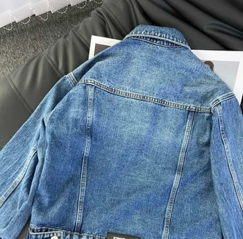 146485 Модная Классическая Роскошная Дизайнерская ткань, Летняя Новая Джинсовая куртка с бриллиантами, Женское пальто
