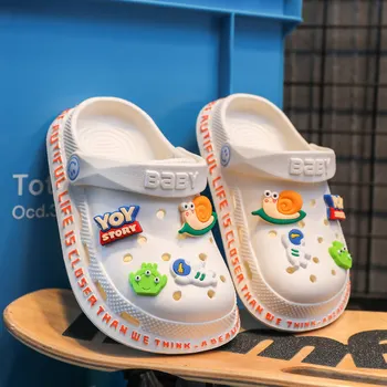 2023 Детские летние детские освежающие сандалии, нескользящие тапочки для мальчиков, детские сандалии с героями мультфильмов для девочек