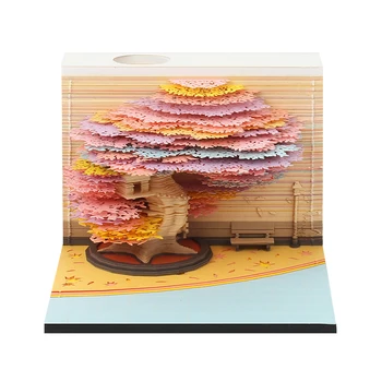 2023 Новый Блок Omoshiroi 3D Блокноты для Заметок Домик на дереве 3D Блокнот Бумага для Заметок 3D Sticky Note 3D Art Kawaii Офисные Школьные Принадлежности Подарок