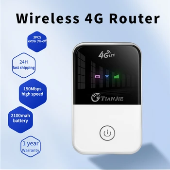 4G Маршрутизатор Wifi Беспроводной LTE 150 Мбит/с Маршрутизатор Модем Разблокированный 3G Карманный Mifi Точка Доступа Карманный Wi-Fi Со слотом для SIM-карты + Батарея 2100 мАч
