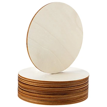 5-дюймовый Незаконченный деревянный круг, круглые деревянные заготовки, пустые круглые украшения, деревянные вырезы для поделок, украшения