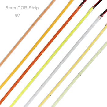 5 мм COB Light Strip 5 В Затемняемая Лента 320 Светодиодов/м Гибкая Световая Панель для Декоративного Освещения 3000 К 4000 К 5700 К