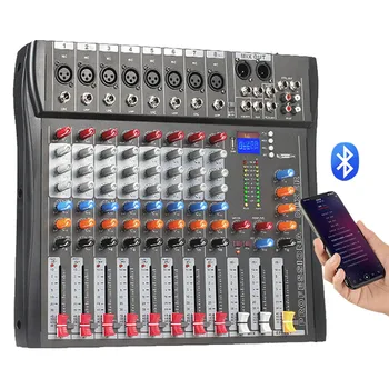 8-Канальный Профессиональный Аудиомикшер DJ Сценическая консоль Цифровое звуковое оборудование с фейдерным контроллером Компьютерный аудиоинтерфейс CT 8