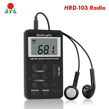 AWIND HanRongDa HRD-103 AM FM Цифровое Радио 2-Полосный Стереоприемник Портативное мини-радио Карманные Радиоприемники с Наушниками 1,5 дюйма LCD S