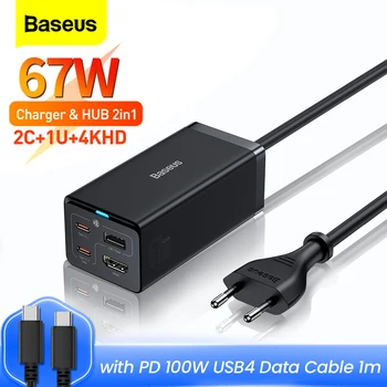 Baseus 67W GaN Настольное зарядное устройство USB C Быстрая зарядка для iPhone Type C Концентратор 4K 30Hz HDMI док-станция Адаптер для переключателя Steam Deck
