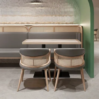 C0067 ресторанный чайный домик комбинация стола и стула из массива дерева ротанг Японский ресторан кофейня диван-карта сиденье против