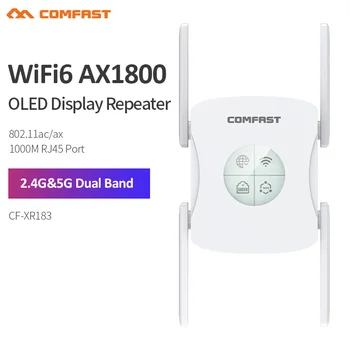 Comfast CF-XR183 Ретранслятор WiFi6 2,4 G и 5 ГГц 1800 Мбит/с, OLED-дисплей, Расширитель Диапазона беспроводного сигнала 802.11ax, Усилитель Гигабитного порта