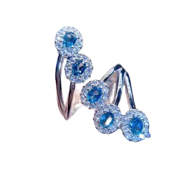 KJJEAXCMY изысканные ювелирные изделия из бутика стерлингового серебра 925 пробы, инкрустированные натуральными драгоценными камнями, голубой топаз, регулируемое Женское кольцо, Мисс женщина, девушка