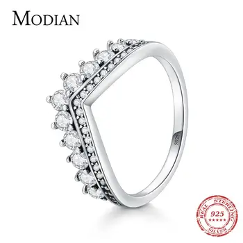 Modian Fashion 100% Настоящее кольцо с короной из стерлингового серебра 925 пробы, Классические Наращиваемые Серебряные украшения Для женщин, Свадебный Рождественский подарок