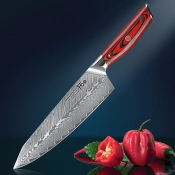 TURWHO-Нож для нарезки ломтиками из дамасской стали, 67 слоев, Новейший кухонный нож, Ножи из нержавеющей стали, Практичная и красивая ручка, 8,2 дюйма
