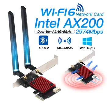 WiFi 6 Intel AX200 PCIe Беспроводной WiFi Адаптер 2,4 G/5G 802.11AX Для Bluetooth 5,2 AX200 WiFi 6 Карт WiFi6 БеспроводнойWin10/Win11