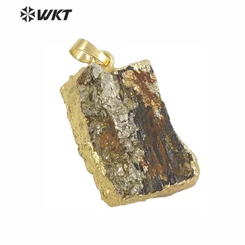WT-P253 Оптовая продажа, подвески из натурального минерального камня турмалин, привлекательные подвески из черного турмалина золотого цвета по краю