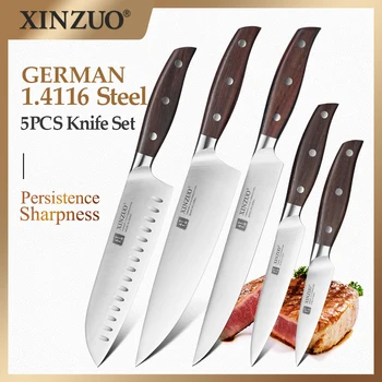 XINZUO Высококачественный 1-5 шт. Дюймовый Нож для очистки Овощей, нож для хлеба шеф-повара, Набор кухонных ножей из нержавеющей Стали, Острый как бритва
