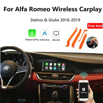 Автоматический Беспроводной CarPlay Android Auto для моделей Alfa Romeo Stelvio и Giulia 16-19, поддержка OEM микрофона