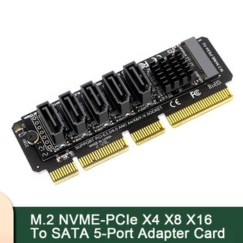 Адаптер SSD-накопителя M.2 (PCIe 3.0) на 5 портов SATA III 6G с кабелем SATAIII для расширения компьютера PH56 M.2 JMB585