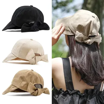 Весенне-летние шляпы с большими широкими полями, солнцезащитный козырек, Женская шляпа с милыми бантиками для девочек, мягкая хлопковая портативная бейсболка для путешествий на открытом воздухе