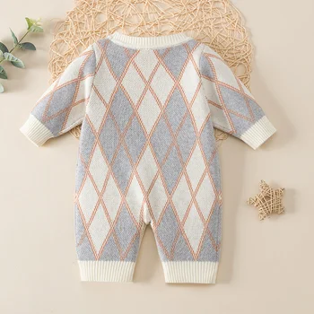 Вязаный комбинезон для новорожденных, осень-зима, детский хлопковый свитер для мальчиков и девочек, одежда для скалолазания