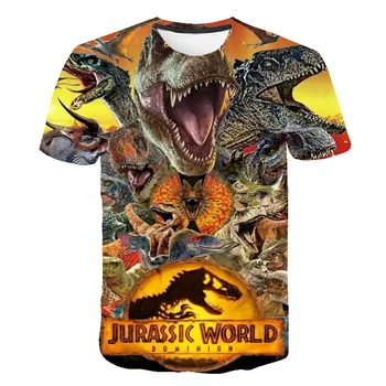 Детская Модная Супер Крутая футболка с рисунком Динозавра для мальчиков от 3 до 14 Лет, Парк Юрского периода, Футболка с коротким рукавом, Повседневная Уличная Одежда Для мальчиков