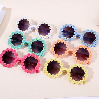 Детские летние солнцезащитные очки с цветочной ромашкой, Детские солнцезащитные очки для детей, защита от UV400 на открытом воздухе, Детские декоративные