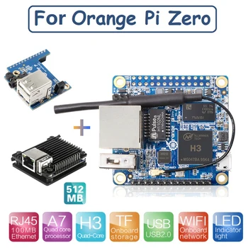 Для Orange Pi Zero 512MB Allwinner H3 С Алюминиевым Корпусом + Плата расширения интерфейса Расширенный интерфейс USB/Аудио/Инфракрасный