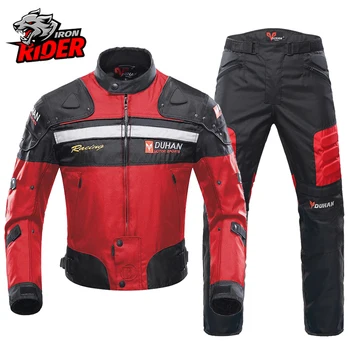 Духан Ветрозащитная куртка для мотокросса + мотоциклетные брюки, Мужской мотоциклетный костюм, износостойкий бронежилет, комплект мотоодежды на зиму