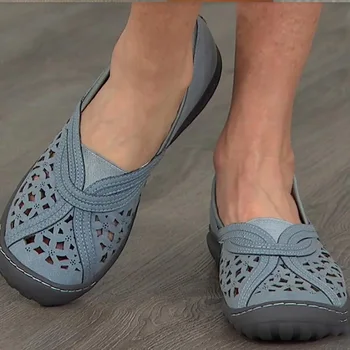 Женские босоножки, Модные повседневные женские тапочки, однотонная женская обувь на плоской подошве с круглым носком, лето 2023, обувь большого размера