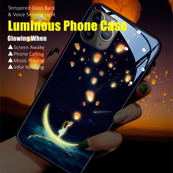 Загадай Желание со Светодиодной Подсветкой, Светящийся Чехол для телефона из закаленного стекла для iPhone 15 11 12 13 14 X Xs Xr Mini Pro Max Plus, чехол
