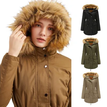 зимнее пальто, женские бархатные парки с капюшоном и меховым воротником, теплые куртки, большие размеры, куртка с хлопковой подкладкой, одежда manteau femme hiver