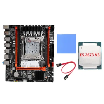 Комплект материнской платы X99H + процессор E5 2673 V3 + Термопакет + Кабель SATA LGA2011-V3 Слот оперативной памяти DDR3X4 ECC M.2 NVME PCI-E 3,0x16 SATA3.0
