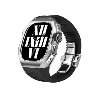 Корпус из титанового сплава Ремешок для Apple Watch Ultra 49 мм Рамка Резиновый ремешок Viton для iWatch ultra49 роскошный комплект модификации Titanium