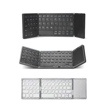 Мини-складная клавиатура 69HA, портативная беспроводная, совместимая с Bluetooth, для телефонов, планшетов, смартфонов, клавиатура с 64 клавишами и сенсорной панелью