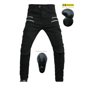 Мото Джинсы для предотвращения падения Мужские джинсовые износостойкие брюки для езды на мотоцикле Мотоциклетное снаряжение с защитным снаряжением CE