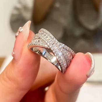 Новое модное кольцо с высокоуглеродистым бриллиантом, ламинированное крестом для женщин и мужчин из стерлингового серебра 925 пробы, покрытое платиной, панк-ювелирные украшения