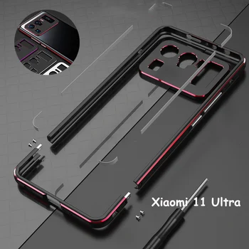 Новое Поступление, Противоударный Алюминиевый металлический чехол-бампер для Xiaomi 11 Ultra Mi 11U, тонкий чехол-накладка Len Carmera + Защитная рамка