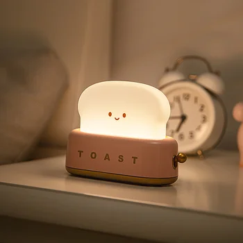 Новый Светодиодный Ночник Хлебопечка Силиконовая Прикроватная Настольная лампа С Затемнением USB Перезаряжаемая Креативная теплая Подсветка Для Детей Детские Подарки