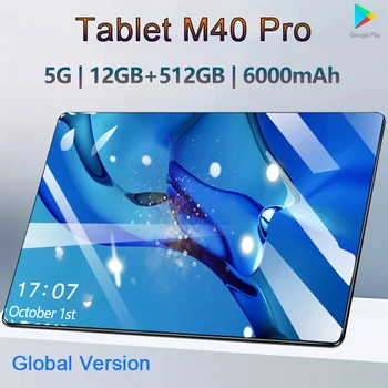 Оригинальный Планшет M40 Pro 10,1 Дюймов 12 ГБ ОЗУ 512 ГБ ПЗУ Планшет Android 10 Core Pad Планшетный ПК Телефон с двумя Wifi планшетами Android