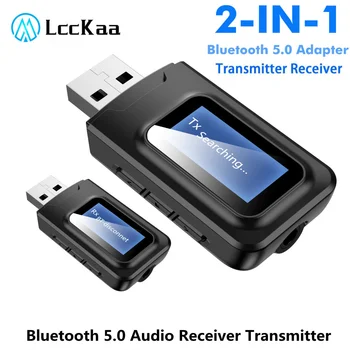 Приемник передатчик LccKaa Bluetooth 5,0 Беспроводной аудиоадаптер с EDRЖКдисплеем 3,5 мм 3,5 AUX для автомобильного ПК Наушников микрофона телевизора