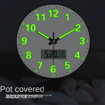 Светящиеся настенные часы Для спальни Бесшумные Креативные часы для гостиной Кварцевые часы Бытовые круглые часы Настенные часы Карманные часы