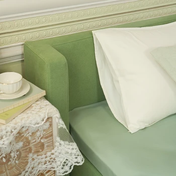 Современная минималистичная тканевая кровать в главной спальне, двуспальная кровать в стиле ретро