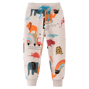 Спортивные штаны для мальчиков и девочек с принтом животных, коллекция 2021 года, осенне-зимние детские брюки полной длины, Брюки, Свободная детская одежда
