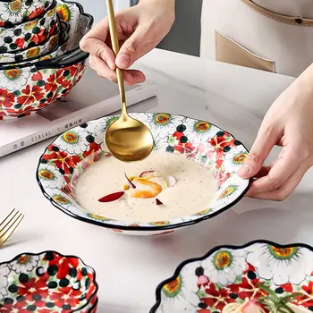 Финская керамическая кружевная чаша, домашняя амфора, миска для супа с лапшой, большой размер, миска для еды творческой личности, тарелка, высококачественная посуда