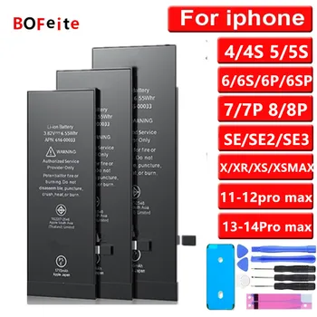Фирменный Аккумулятор для телефона BoFeite Для iPhone SE 2020 5S 6 6s 6p 6sp 7 7p 8 Plus x xr xs Max 11 12 13 14 Pro Для Apple Bateria