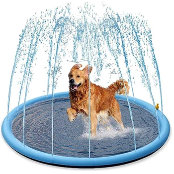 Фонтан для Купания с охлаждающей Водой, Летний Коврик для домашних собак, Интерактивный бассейн 150/170 см, Надувной Коврик-Разбрызгиватель, игрушка для игр