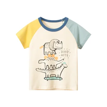 Футболка с Динозавром Для мальчиков от 1 до 9 лет, Хлопковая футболка для малышей, Летняя Одежда, Футболка с коротким рукавом для Младенцев, Детская Милая Футболка, Наряд