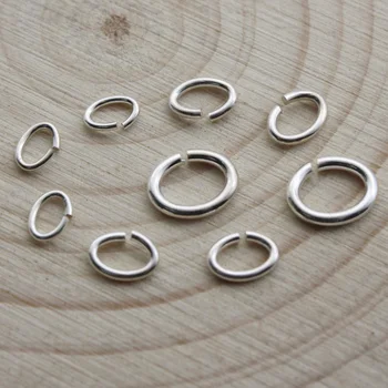 Чистое серебро 925 Пробы, Овальные открытые кольца с одиночными петлями и разъемное кольцо для ожерелья, соединителя браслета, ювелирных изделий