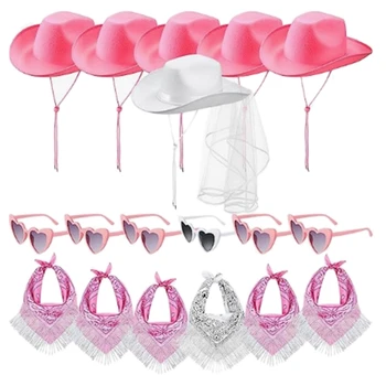 Шляпа невесты и подружек невесты и солнцезащитные очки, набор Косынок для Девичника, Солнцезащитные очки в форме сердца, Бандана с кисточками