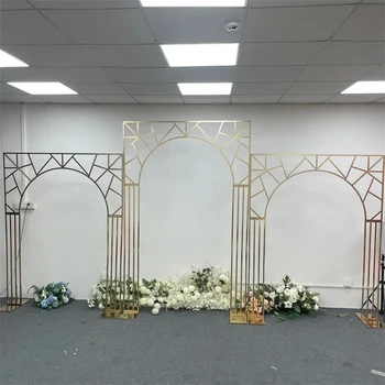 Элегантная Позолоченная Свадебная арка с нерегулярной рамкой на фоне экрана с несколькими полосами для оформления вечеринок и праздников