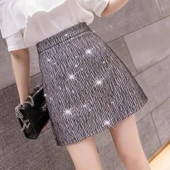 Юбка средней длины Трапециевидной формы 2023, Весенне-летняя новинка, Корейская облегающая юбка с пайетками в корейском стиле, облегающая юбка с бриллиантами