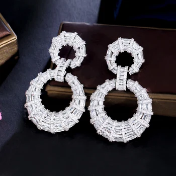 ThreeGraces Роскошные блестящие кубические циркониевые серьги с полым дизайном, длинные висячие серьги-капли для женщин, модные свадебные украшения для новобрачных E1037